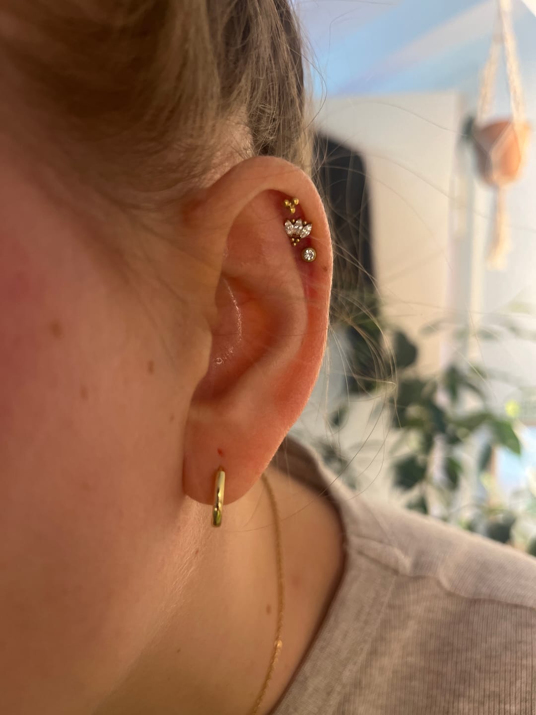 Customer photo review of Trinity Lotus Labret Piercing - Titan