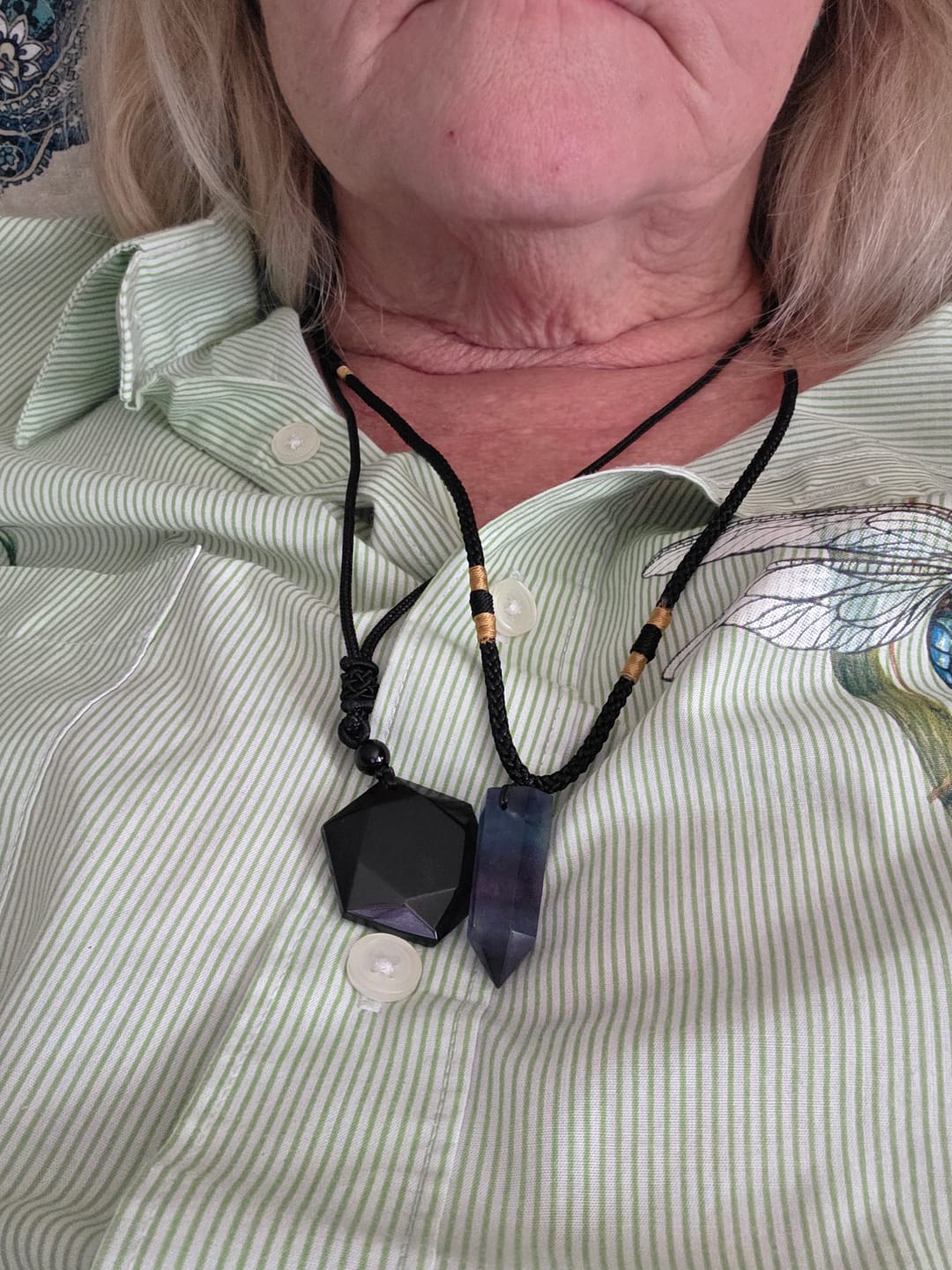 Customer photo review of Obsidian Self Protection Necklace