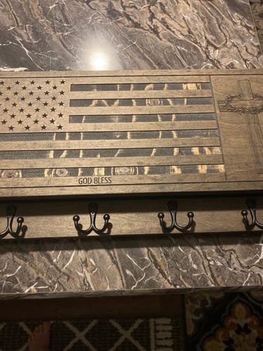 Customer photo review of Flag with Crown of Thorns Cross Classic