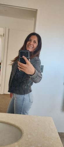 Customer photo review of Pantalón Wide Leg Strass Degrade Blue