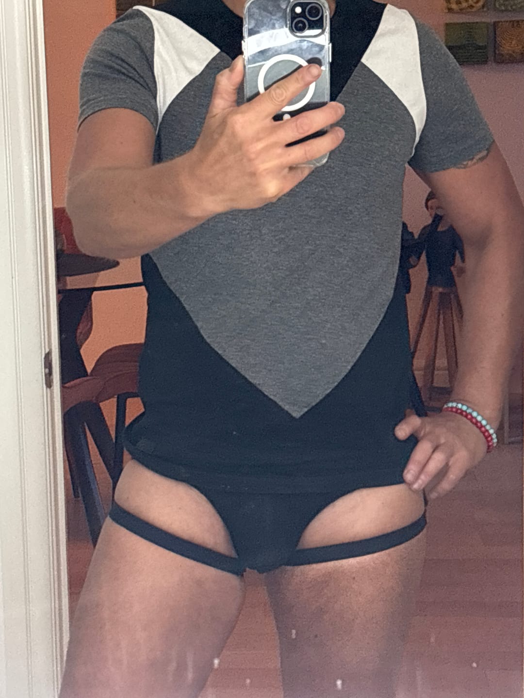 Customer photo review of Men's Sexy U Convex Garter Briefs