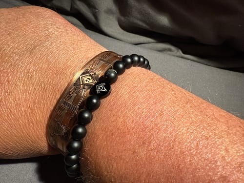 Customer photo review of MasonicMan Engraved Square and Compass Pure Copper Bracelet