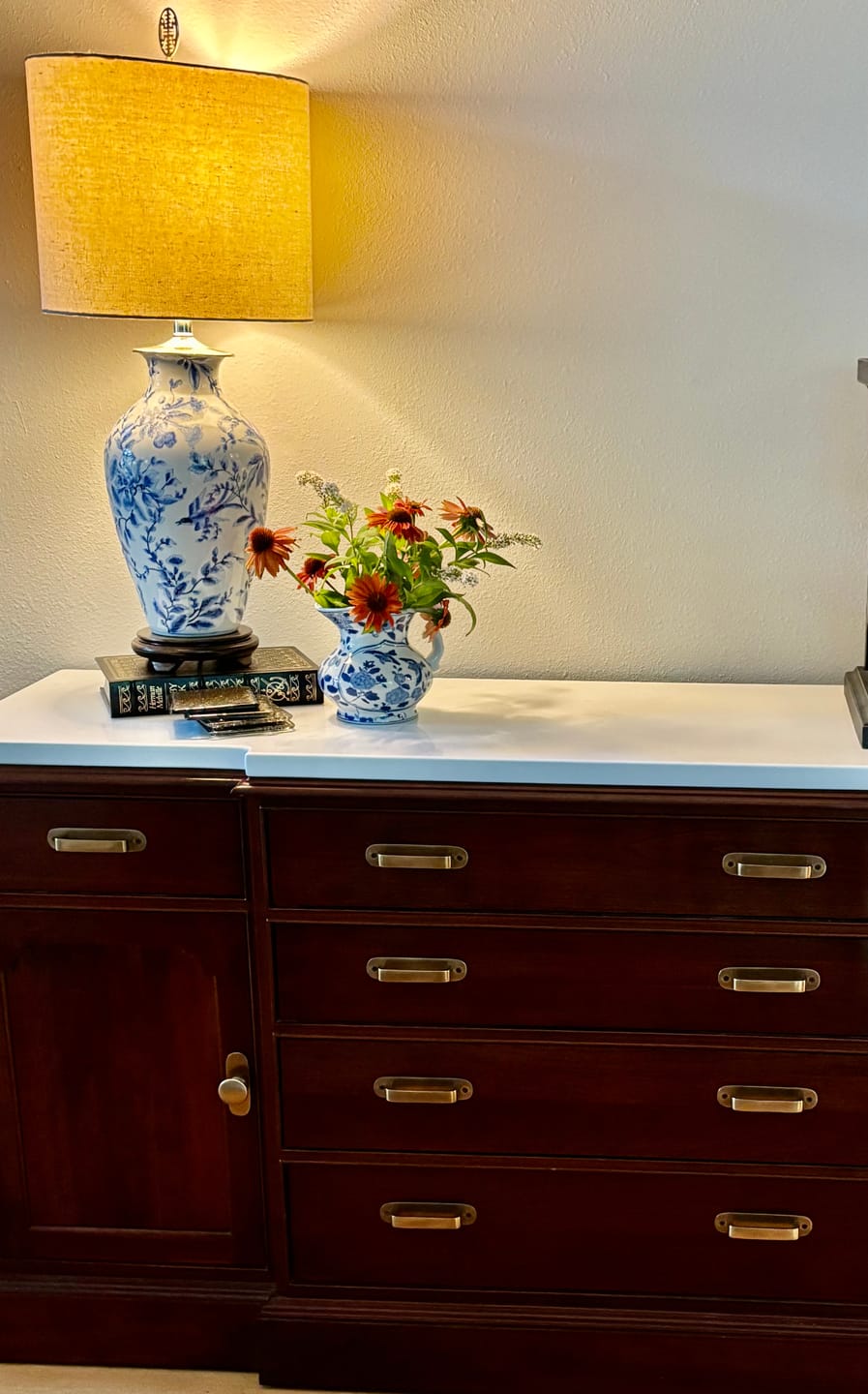 Customer photo review of Brass Round Drawer Pulls with Backplate - Antique Brass