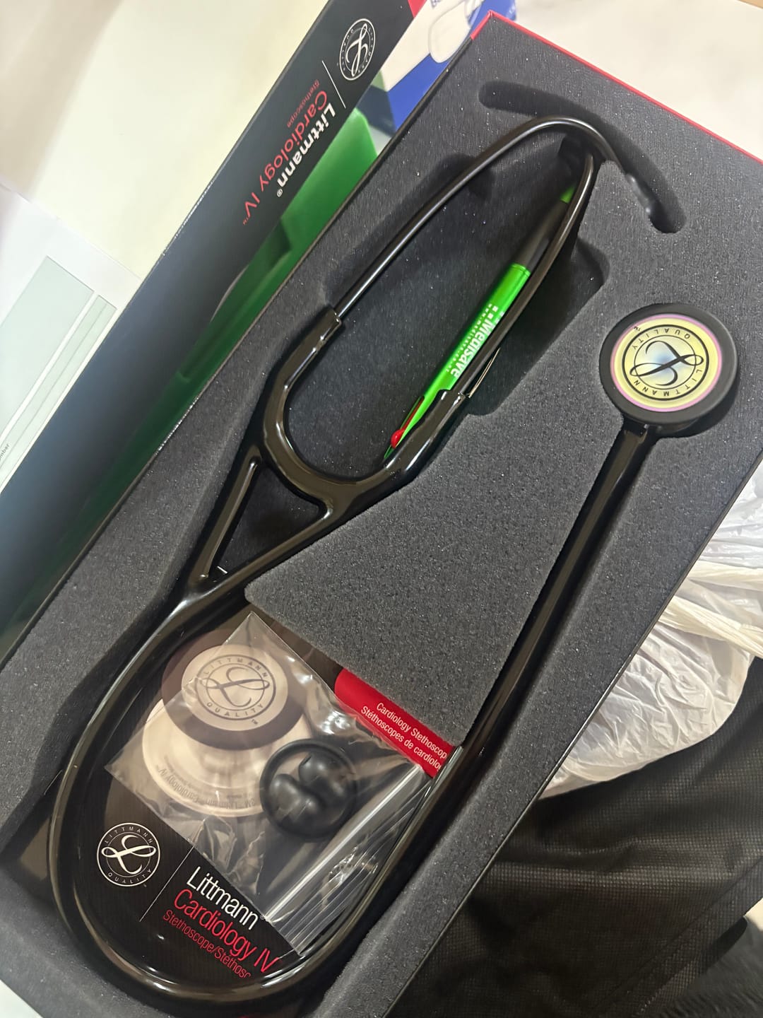 Customer photo review of Littmann Cardiology IV Diagnostic Stethoscope: Black & Rainbow 6165