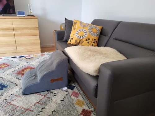 Customer photo review of Soft Foam Dog Stairs – Non-Slip Dog Steps for Beds & Couches