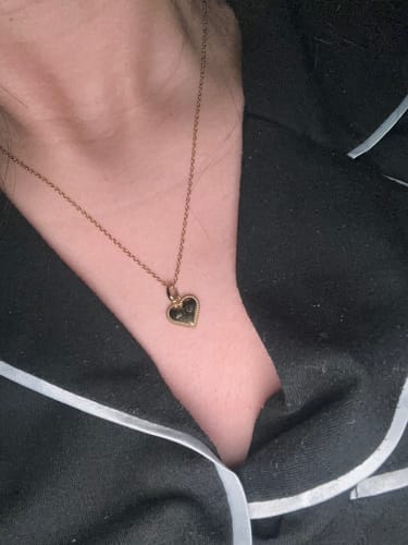 Customer photo review of Beaded Heart Pendant in Gold