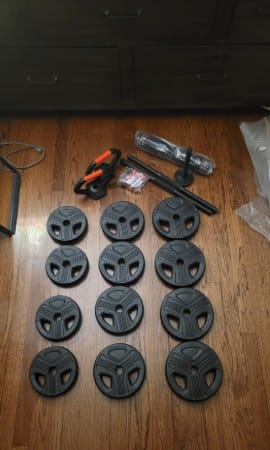 Customer photo review of Kit de Pesas 100 Libras PRO con Pesa Rusa y Barra de 1,40 m + OBSEQUIO