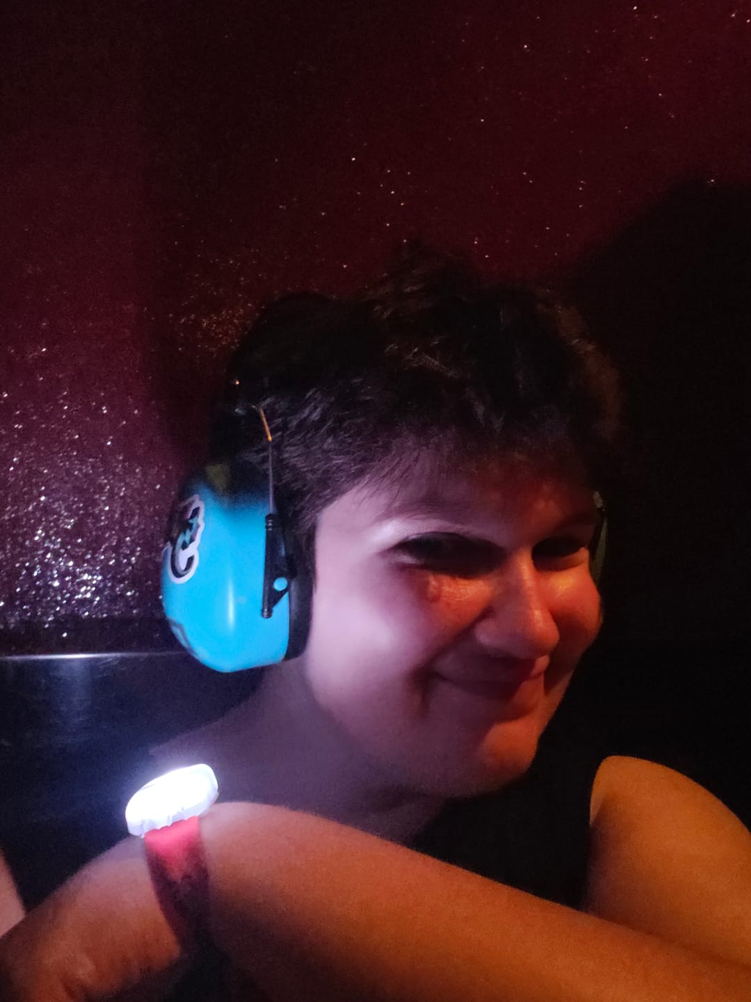 Customer photo review of Decibel Defense Safety Earmuffs in Blue