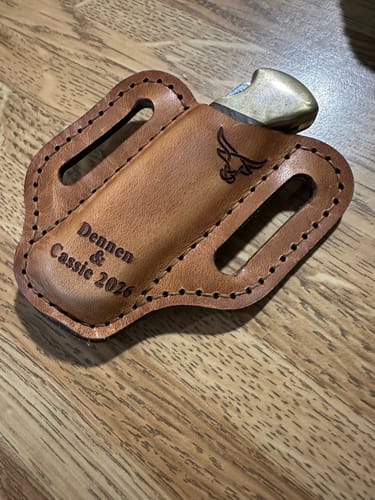 Customer photo review of Custom Leather Knife Sheath - Saddle Tan