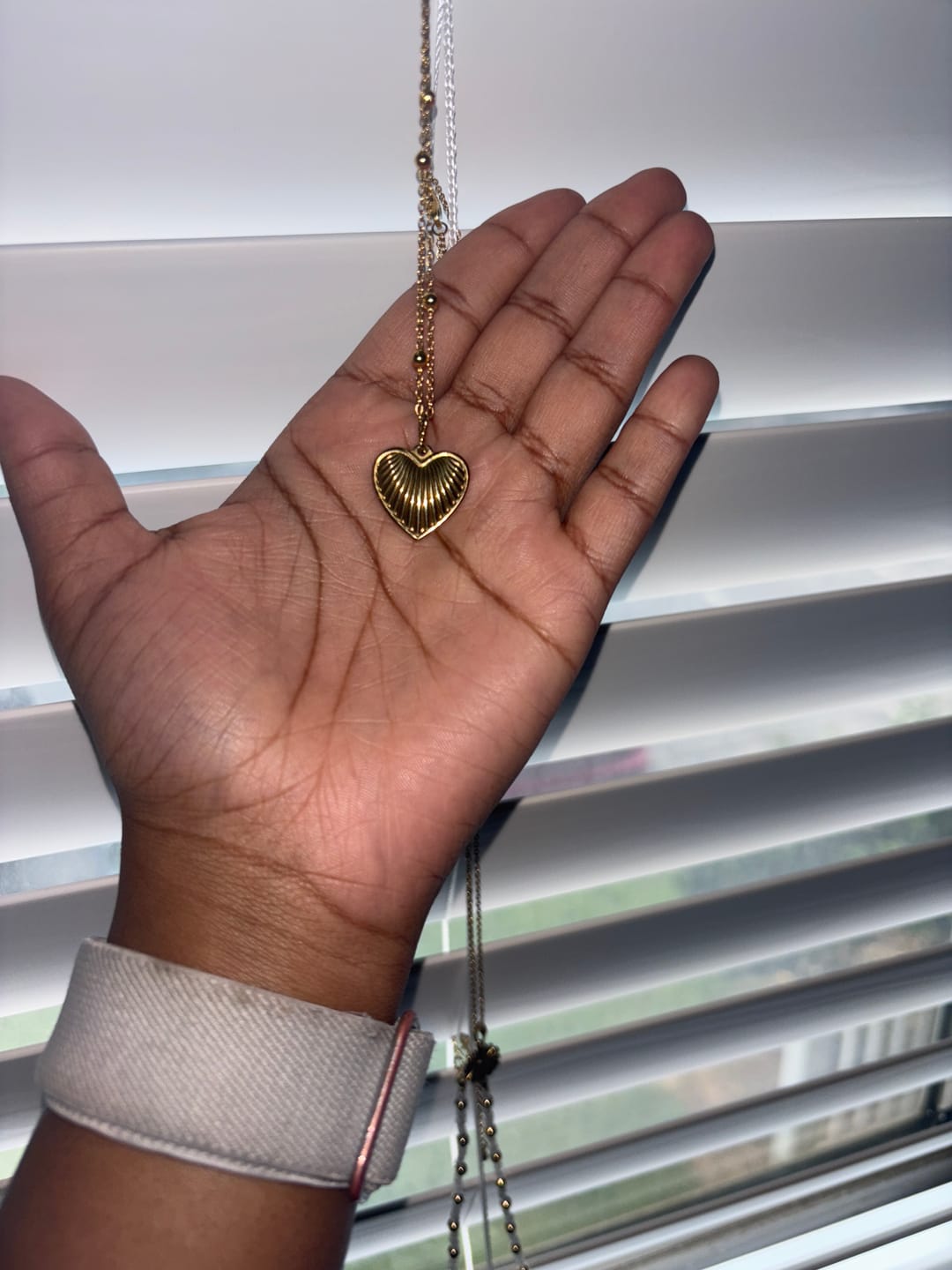 Customer photo review of Heart Pendant Necklace w/ Satellite Chain