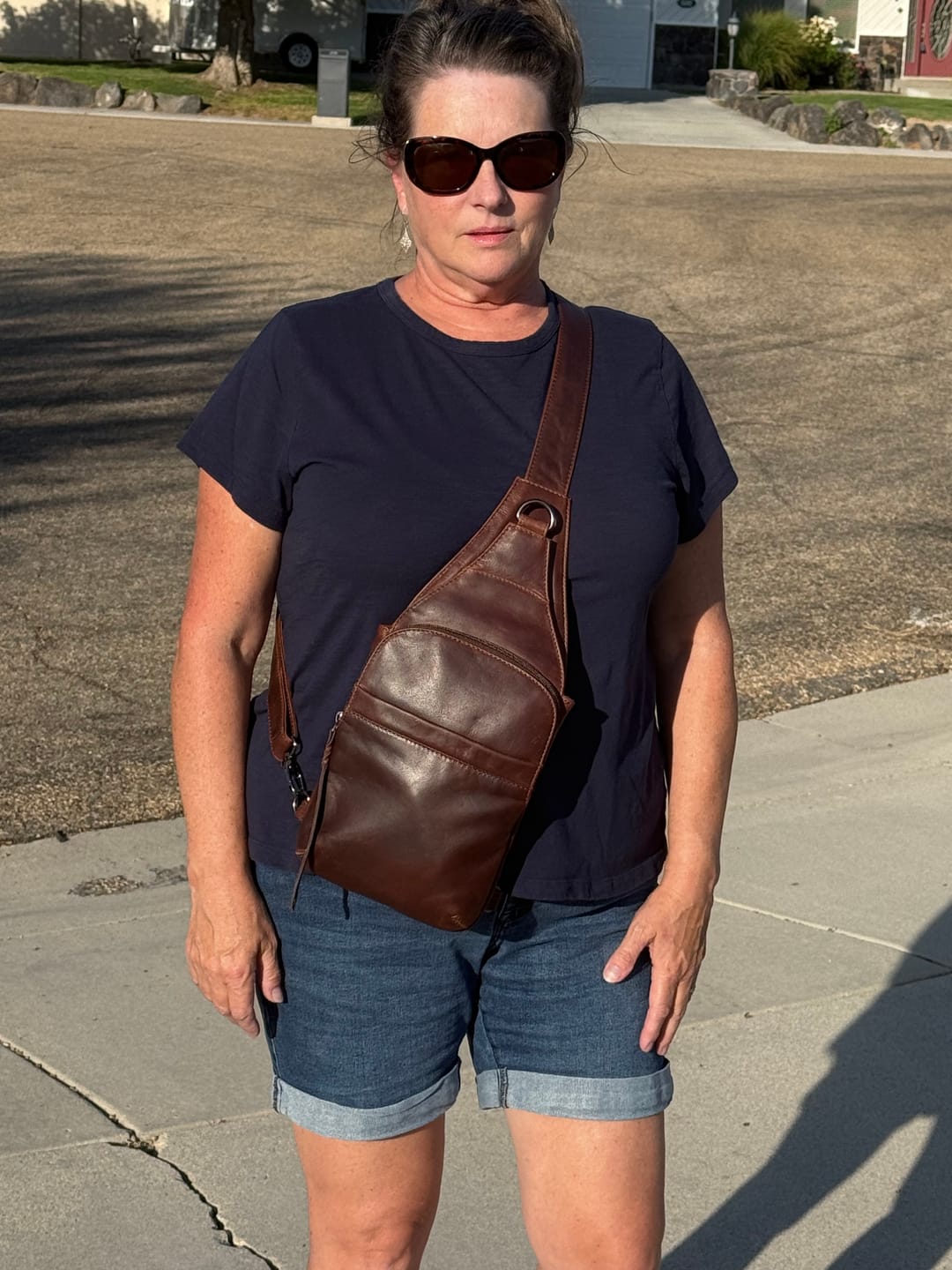 Customer photo review of Dakota Leather Sling Bag