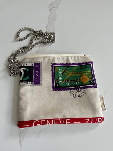 Customer photo review of Stamps of the World Vintage Silk Scarf Wristlet Bag