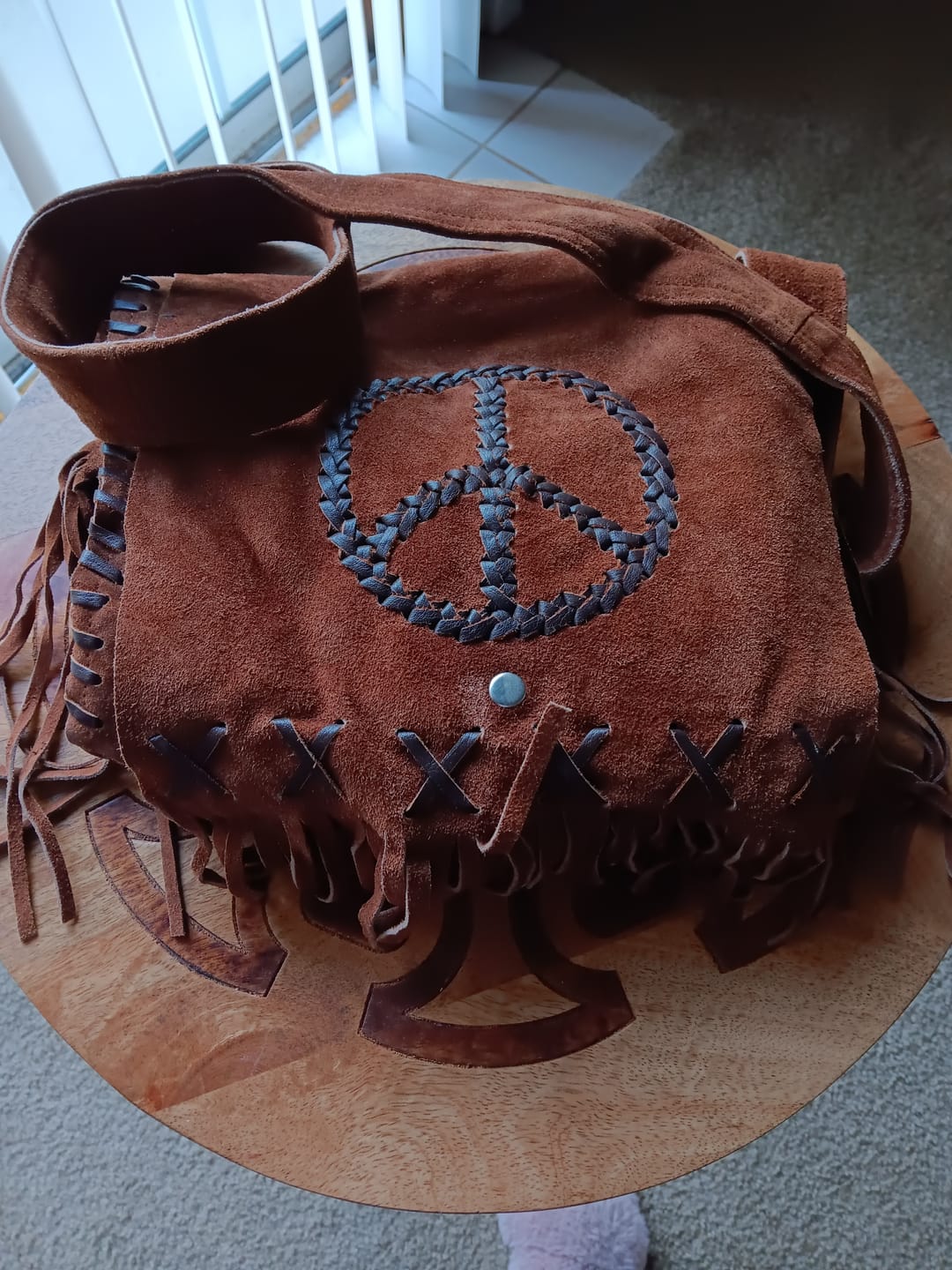 Customer photo review of Peace Fringe Leather Shoulder Bag