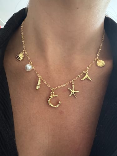Customer photo review of GOLD OCEAN LETTER NECKLACE