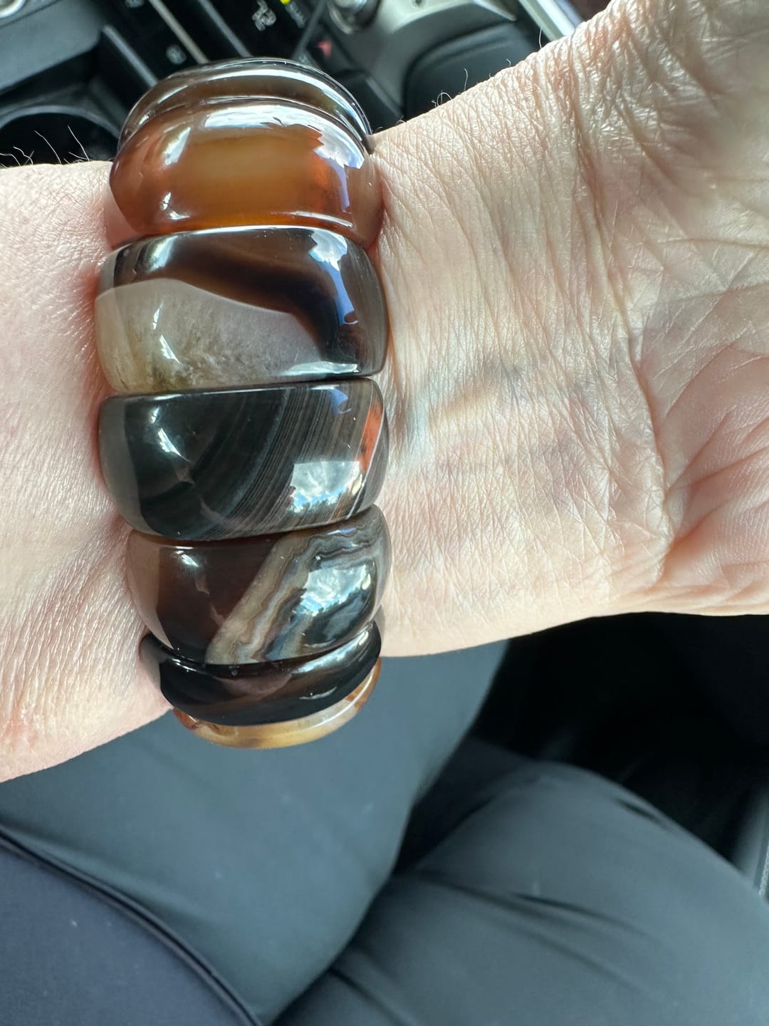 Customer photo review of Bohemian Onyx Elegance Stretch Apple Watch Strap