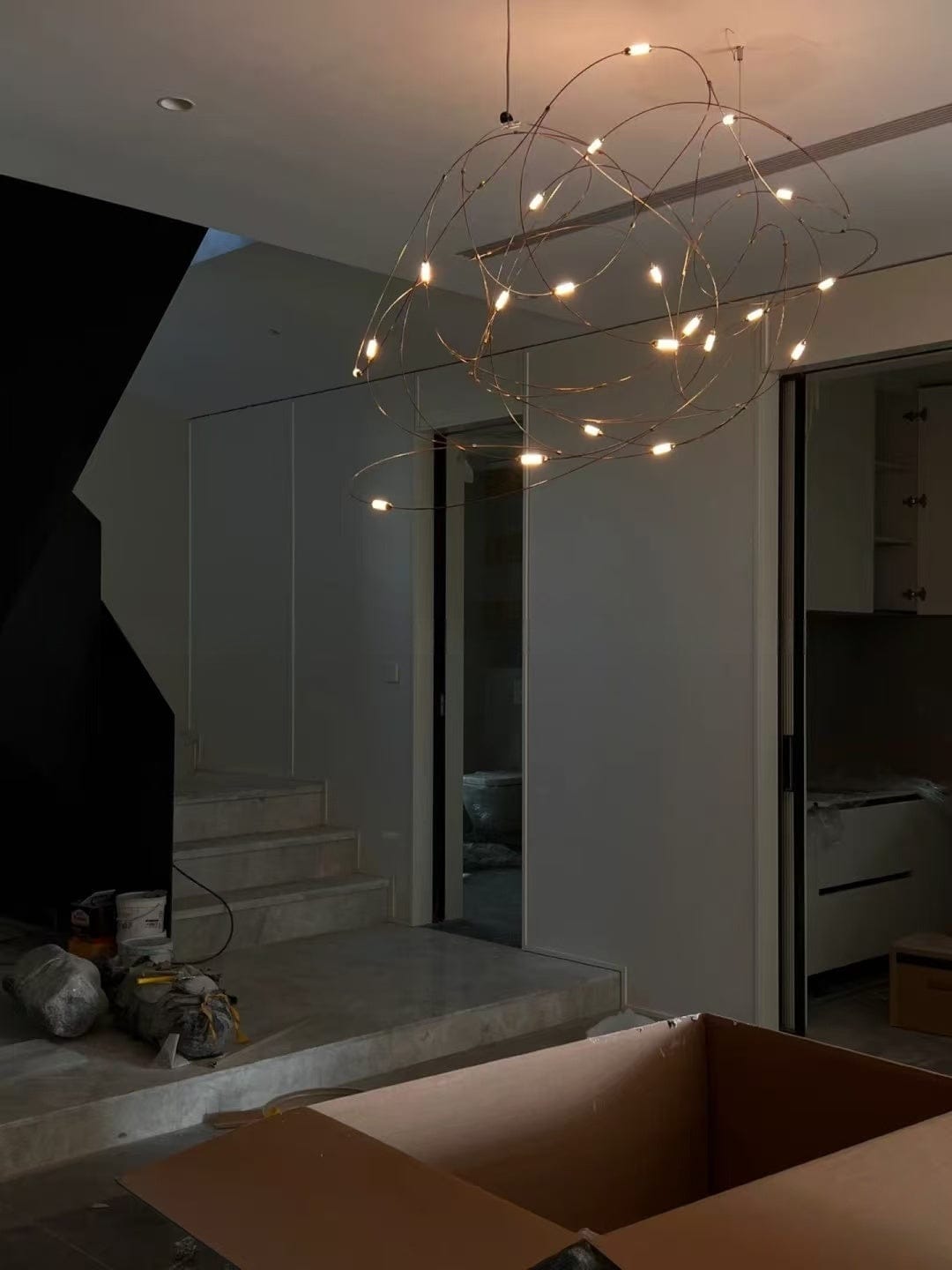 Customer photo review of Flock of Light Fireflies Abstract Brass Chandelier