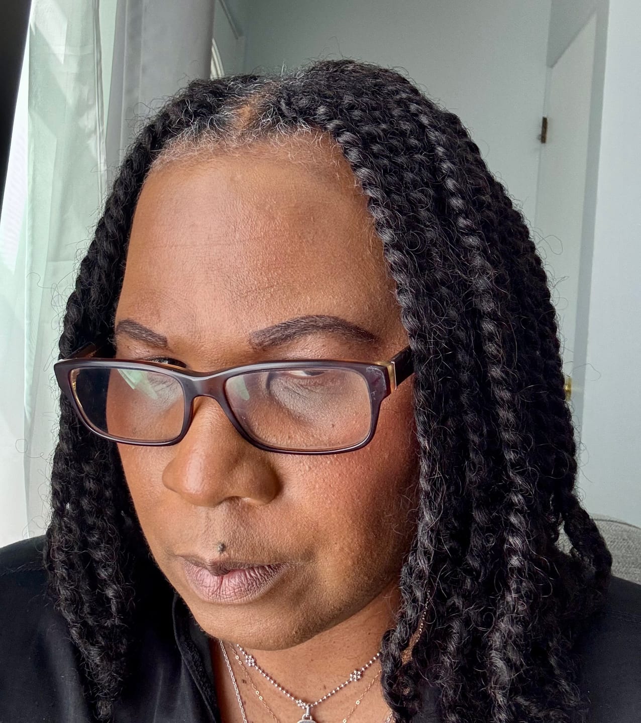 Customer photo review of Pre-Twisted Human Passion Twist Crochet Hair