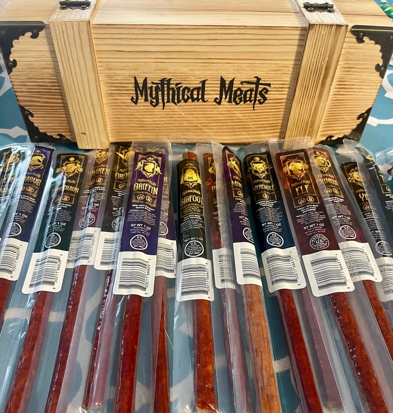 Customer photo review of Mythical Meats® DELUXE Loot Crate - 20 Snack Sticks Included!