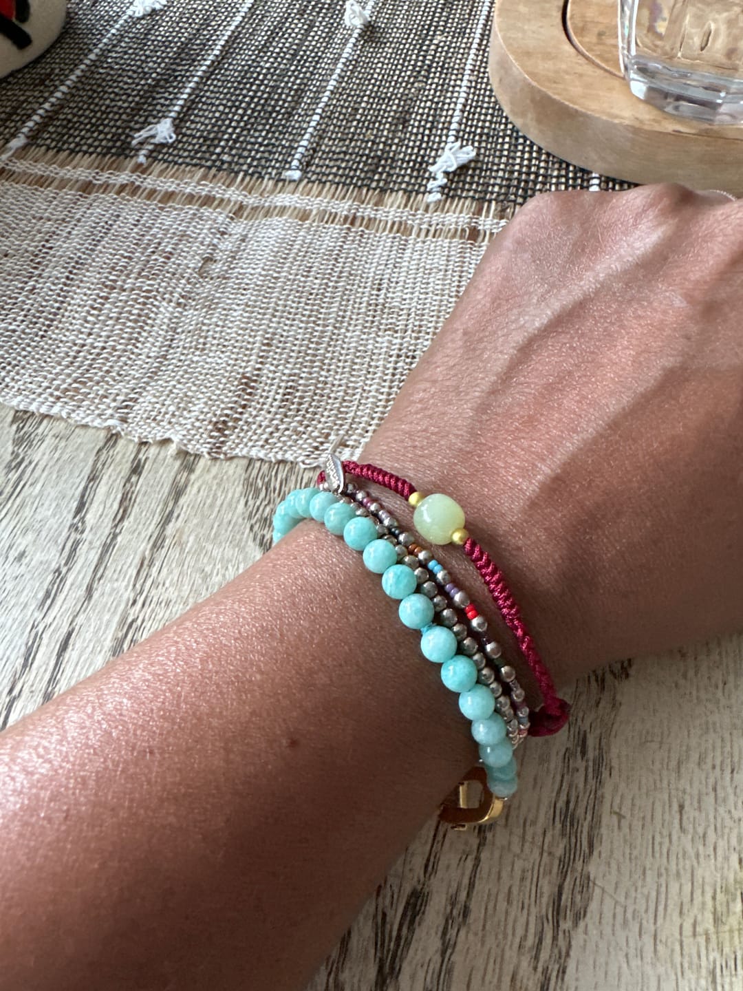 Customer photo review of Buddha Stones Handmade Jade Lucky Bead Prosperity Braided Bracelet