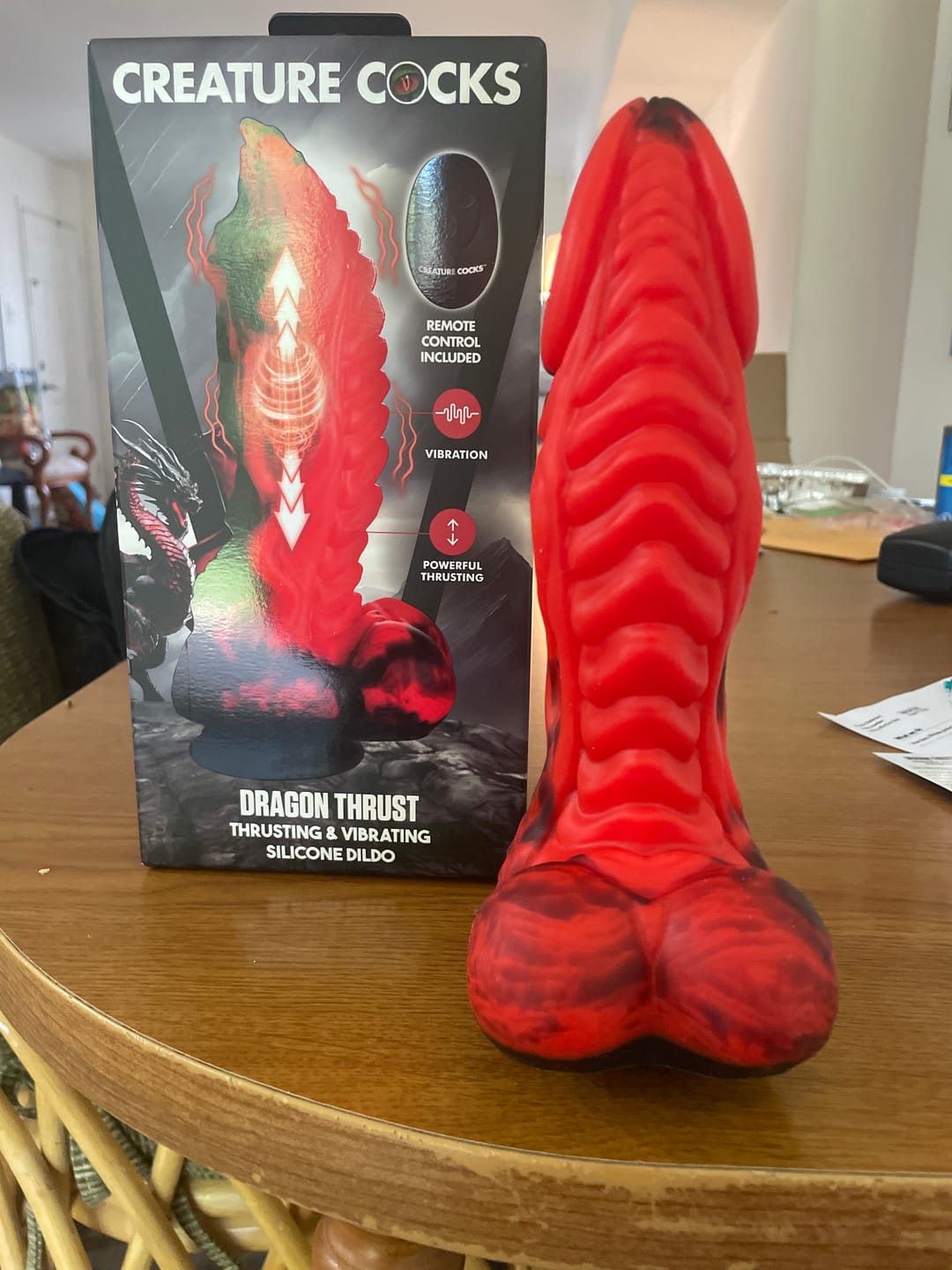 Customer photo review of Dragon Thrust Thrusting & Vibrating Silicone Dildo
