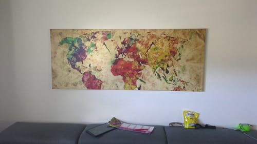 Customer photo review of Leinwandbild | Weltkarte Retro Bunt | Panorama