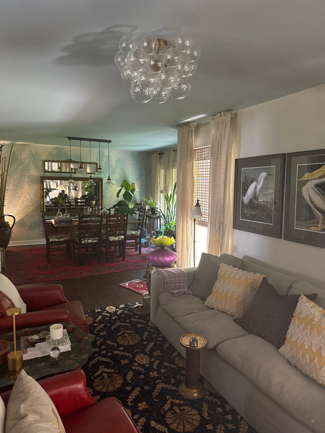 Customer photo review of 3-Light Cluster Ribbed Glass Bubble Semi Flush Chandelier