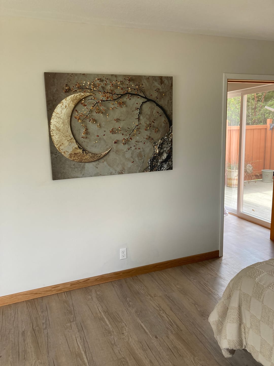 Customer photo review of Enchanted Moonrise Wall Art – Crescent Moon and Blossoming Branch Canvas