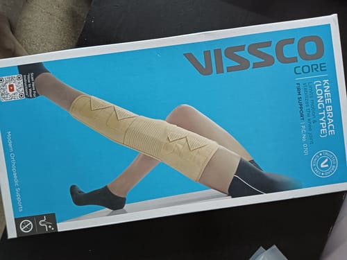 Customer photo review of Knee Brace - Long (19" Brace) | Ideal firm Knee support that limits knee motion & stabilizes the knee with mediolateral metal supports | Color - Beige