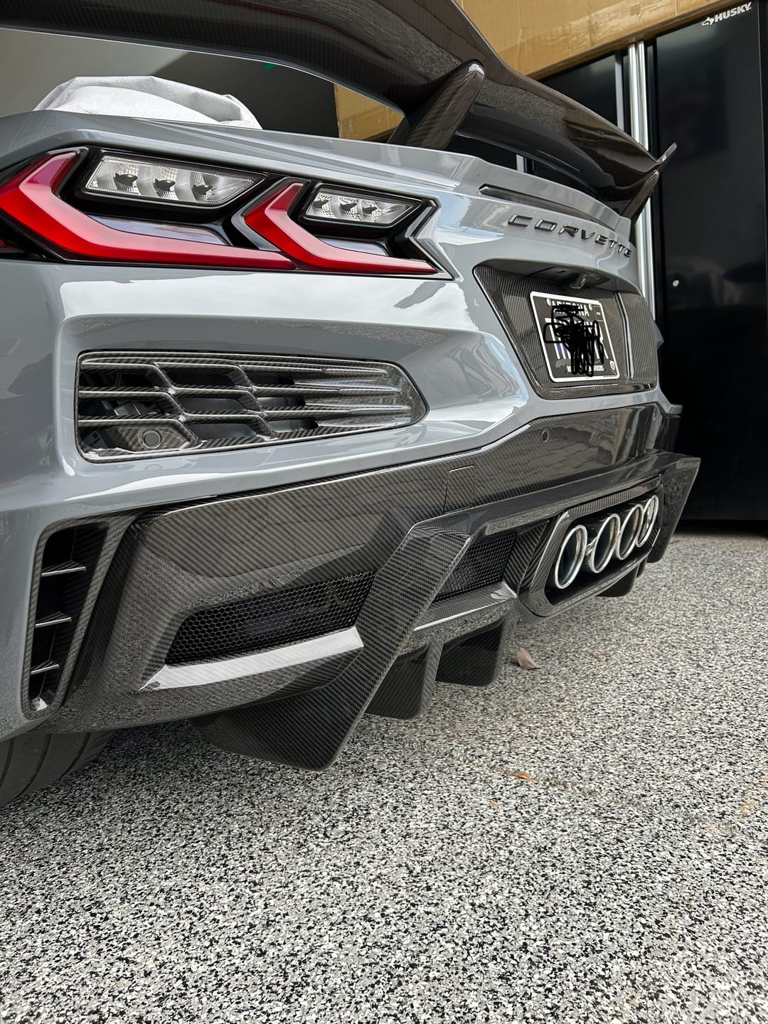 Customer photo review of C8 Z06 Corvette Carbon Fiber Rear Bumper Diffuser Exhaust Tail Pipe Surround Trim Cover