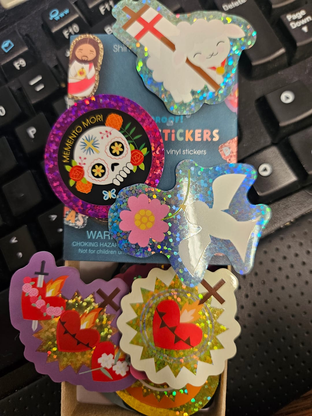 Customer photo review of Catholic Holographic Glitter Vinyl Sticker 24 Pack Box