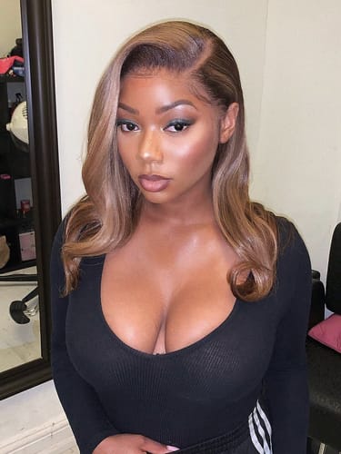 Customer photo review of Loose Body Wave 13x4 Swiss HD Lace Frontal Wig 180% Density