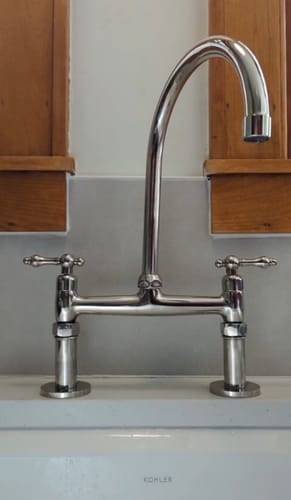 Customer photo review of Unlacquered Solid Brass Kitchen Bridge Faucet #VFK065