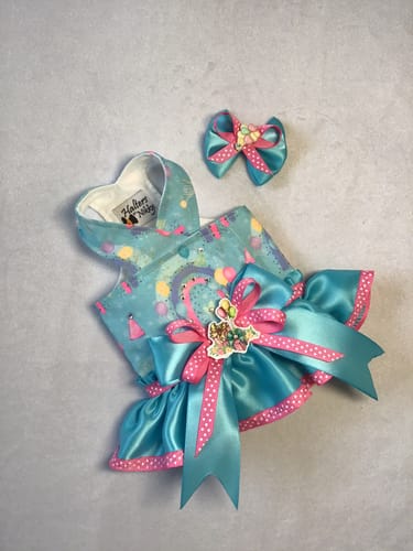 Customer photo review of It's a Birthday Party Rainbows Fabric - Blue