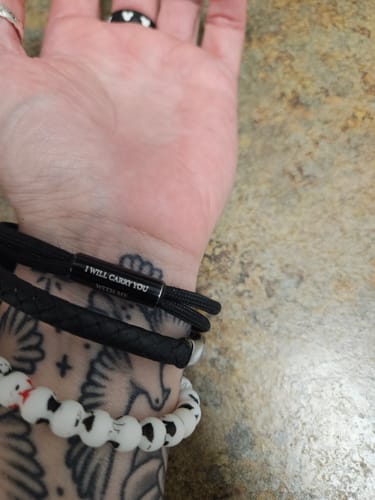 Customer photo review of Custom In Loving Memory Bracelet "I Will Carry You With Me" Personalized Engraved Memorial Bracelet