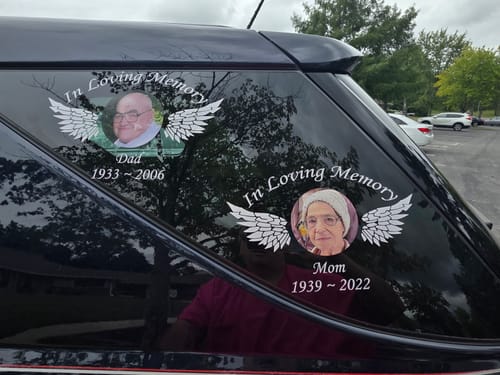 Customer photo review of Custom Image In Loving Memory Custom Heart Sticker
