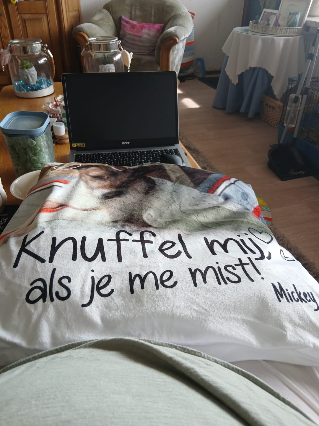 Customer photo review of Knuffel mij als je me mist - Gepersonaliseerde kussen