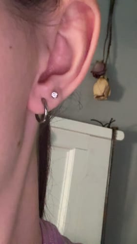 Customer photo review of My Huggies Hoop Earrings
