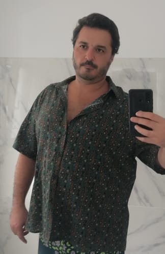 Customer photo review of Chemise à manches courtes pour homme Vintage Paisley Print 70s Green Boho Retro Tribal