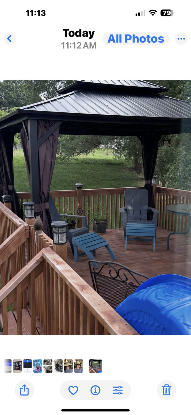 Customer photo review of Shade N' Shelters 10' x 12' Granite Peak Hardtop Gazebo Privacy Curtain with Hooks