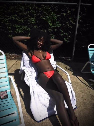 Customer photo review of Seamolly Red Polka Dot Halter Triangle Tie Side Bikini Set