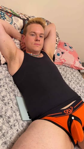 Customer photo review of 2 Pack Men's Large Pouch Back Opening Sexy Trunks