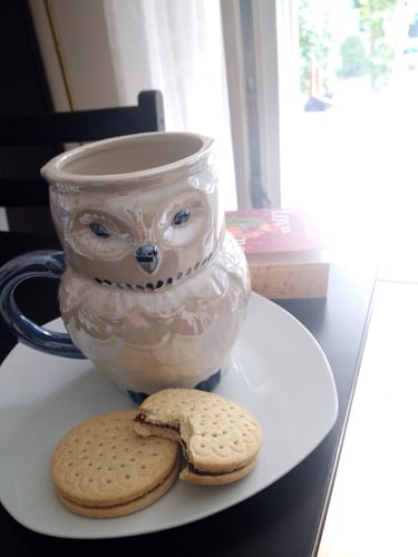 Customer photo review of Eulen Tasse Perlmuttfarben