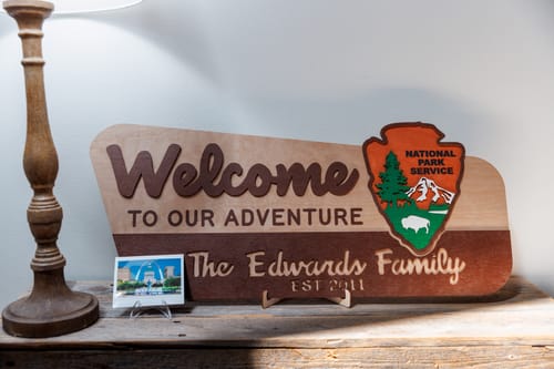 Customer photo review of 3D National Park Service Family Name Welcome Sign (Bison Design)