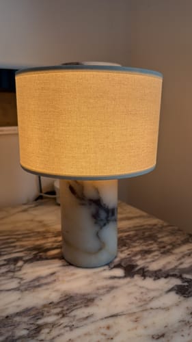 Veronica B. review of (Sample Sale) Auríe Portable Table Lamp | Calacatta Viola Marble & Linen image 1 out of 1