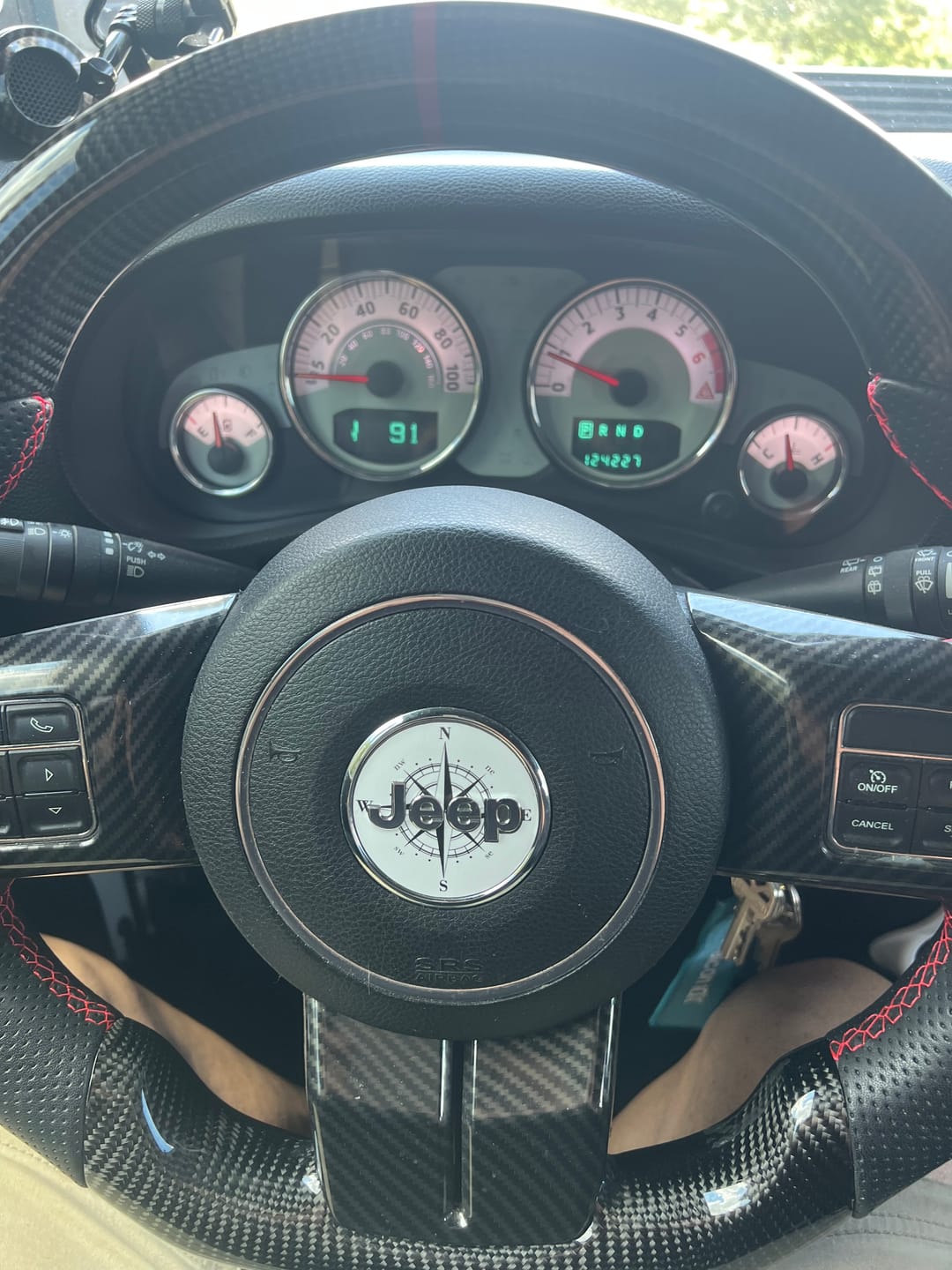 Customer photo review of Compass Steering Wheel Decal for Jeep