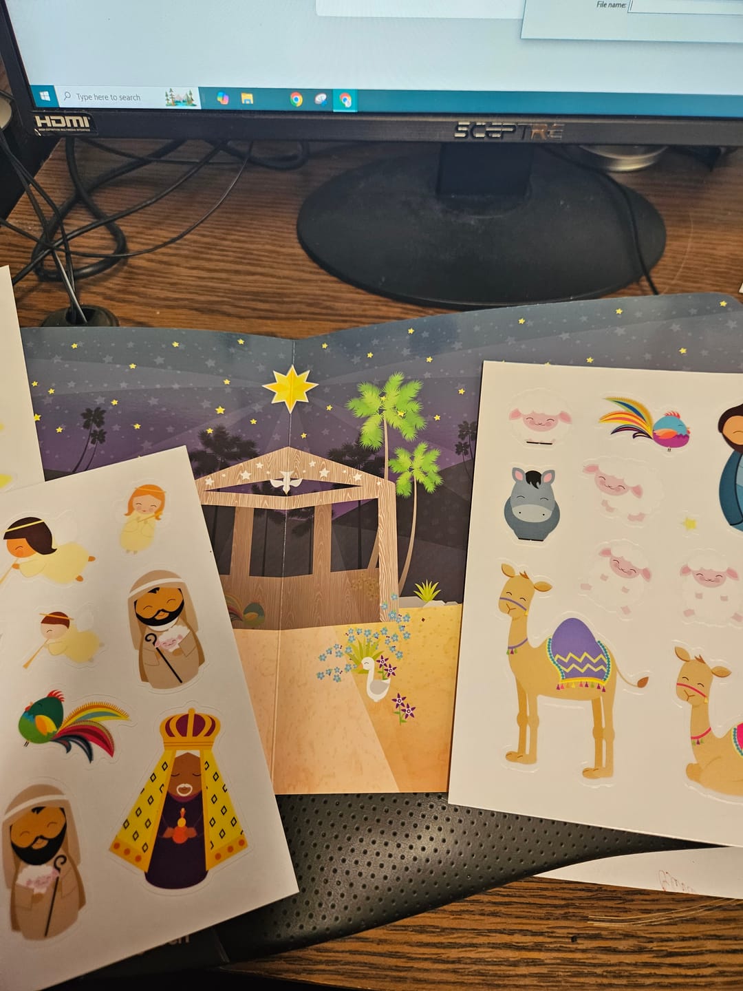 Customer photo review of Advent Calendar & Christmas Nativity Scene Reusable Sticker Fun