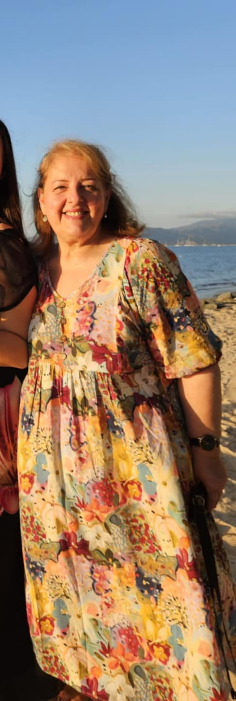 Customer photo review of Zandra Dress in Pink Multi