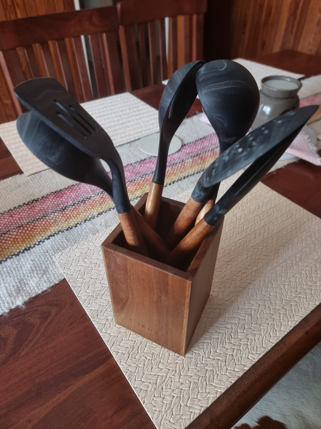 Customer photo review of Set De 7 Piezas Sakura Phuket De Acacia + Silicona Marmolada Black - Porta + 6 Utensilios