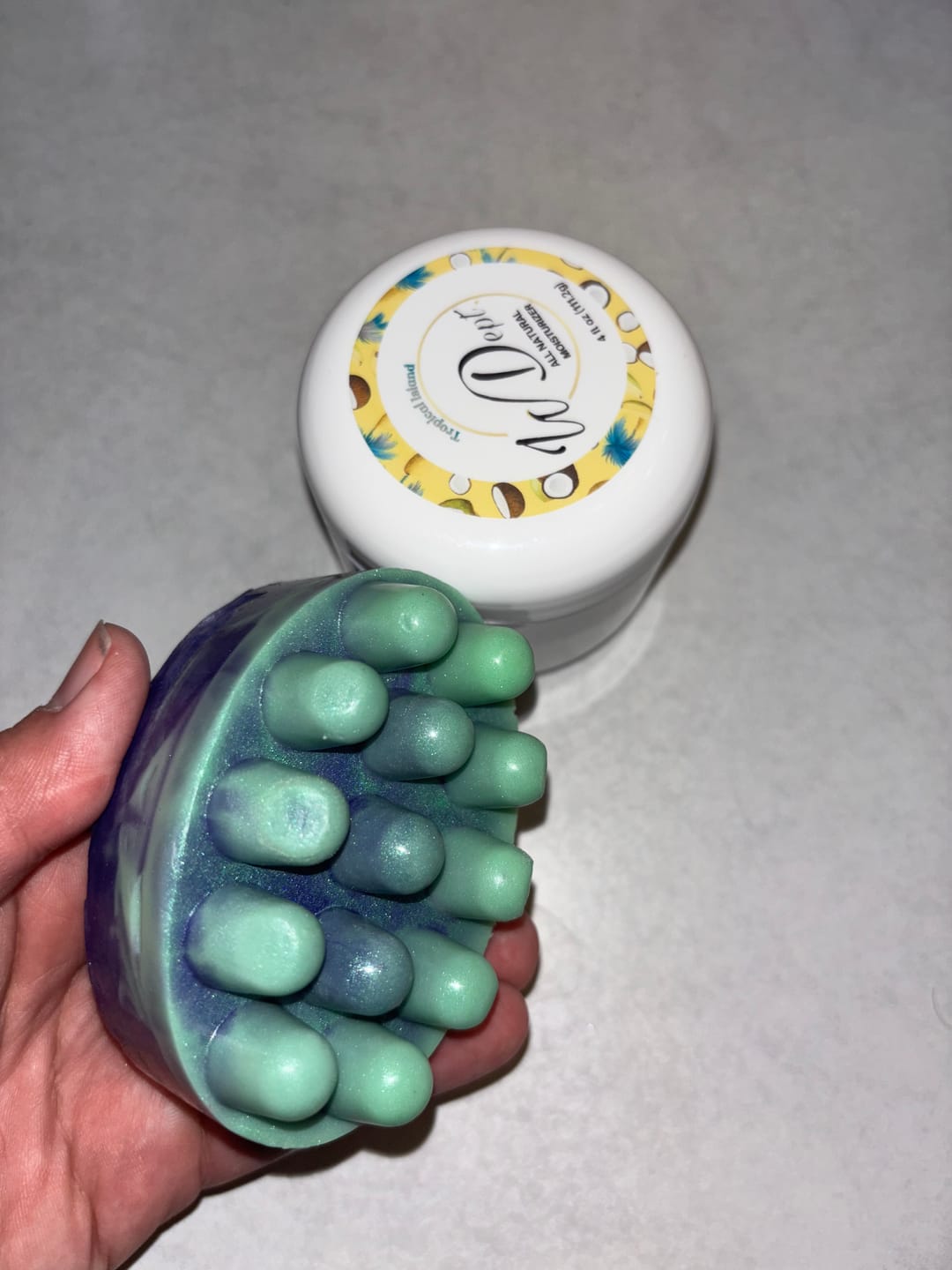 Customer photo review of Rosemary Eucalyptus Hair Growth Shampoo Bar