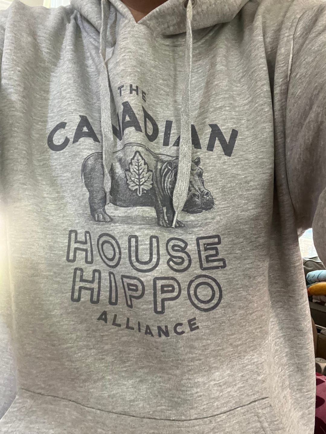 Customer photo review of Canadian House Hippo Alliance Sweatshirt or Hoodie
